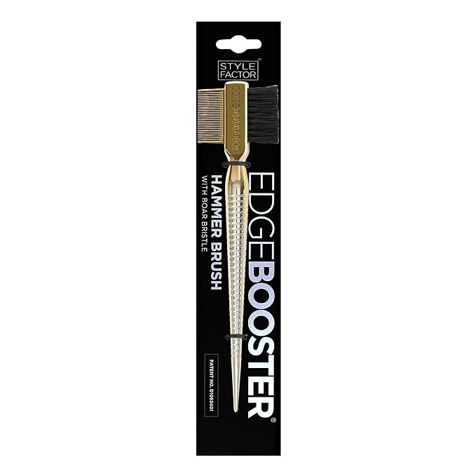 Style Factor EDGE BOOSTER® Hammer Brush Rat Tail– Double-Sided Edge Control Brush & Comb with Boar Bristles – For Edges, Slick Backs, Baby Hair Styling, and Taming Flyaways