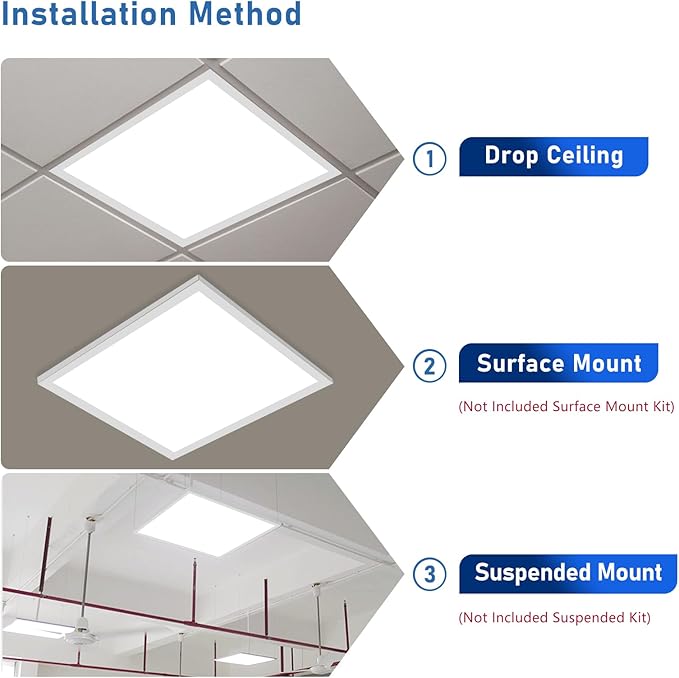CycevSun 2x2 LED Drop Ceiling Flat Panel Light Fixture, 0-10V Dimmable, 3000K 4000K 5000K Switchable, 20/30/40W Selectable, 120-277V, ETL Listed, 16 Pack