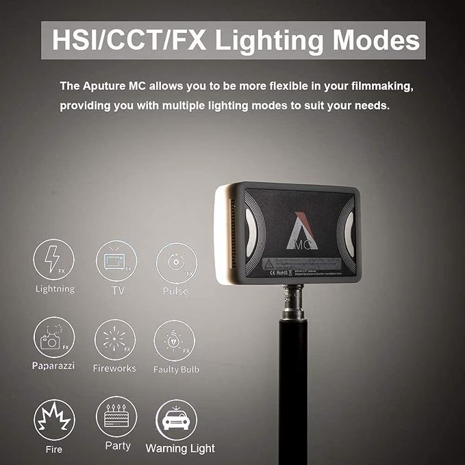 Aputure Amaran MC RGBWW Mini On Camera Video Light, 3200K-6500K, CRI/TLCI 96+ - Image 9