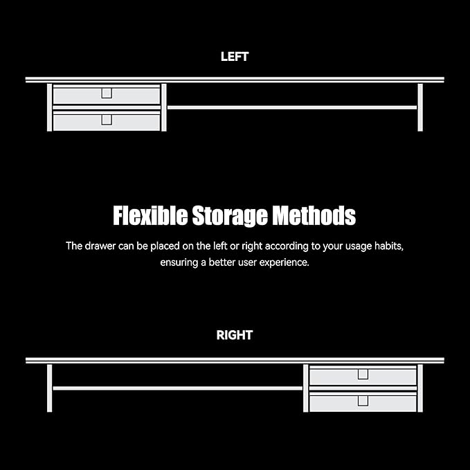 FENSULN Dual‑Tier Monitor Stand Riser with Drawers, Desktop Organizer Shelf Storage for Computer Screen 2 Monitors, Supports for PC Computer Monitor, Printer, Heavy TV Riser Brown and Black