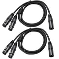 2 Pack XLR Splitter Cable,1 Maleto 2 Female, 5FT Stereo Mic to L&R Audio Y-Splitter Cable