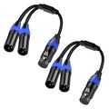 Seefeful (11.8 Inches / 2 Pack) XLR Splitter Cable, 1 Xlr Female to 2 Xlr Male Patch Y Cable, Balanced Microphone Splitter Cord Audio Adaptor