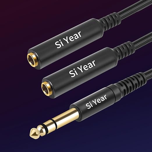 SiYear 1/4" Splitter Cable, 6.35mm TRS to Dual 1/4 inch Female Stereo Y Headphone Splitter Cable for Studio,DJ,Amplifier,Karaoke, Live Sound Systems etc(30cm /2PACK)
