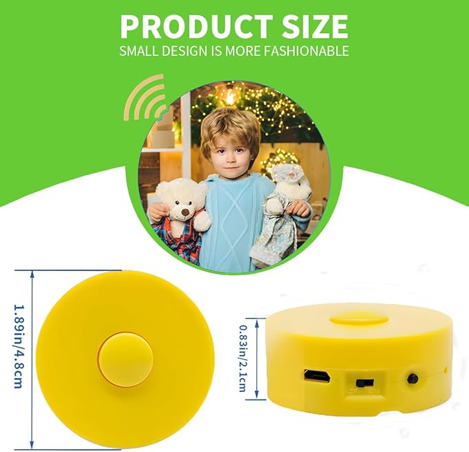 JRGKJCP 16 Minutes Voice Recorder, Record Custom Message for Crafts, Stuffed Bear, Baby Doll, and Pillow (2Pack + Yellow)