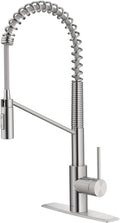 KRAUS Oletto Commercial Style Single Handle Pull Down Kitchen Faucet with QuickDock Top Mount Installation Assembly in Spot Free Stainless Steel, KPF-2631SFS