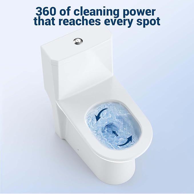 One Piece Toilet - Elongated Ceramic Design, Soft Closing PP Toilet Cover, Easy Clean Surface, Water Efficient Flush, Compact Durable Build