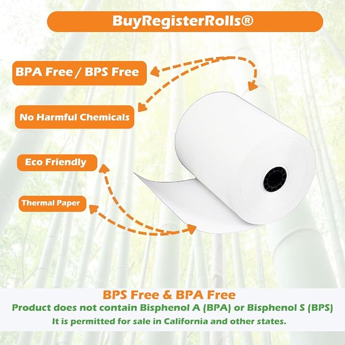 BPS Free Thermal Paper 3 1/8" x 230 ft Climate Friendly Receipt Rolls fits all - Image 3