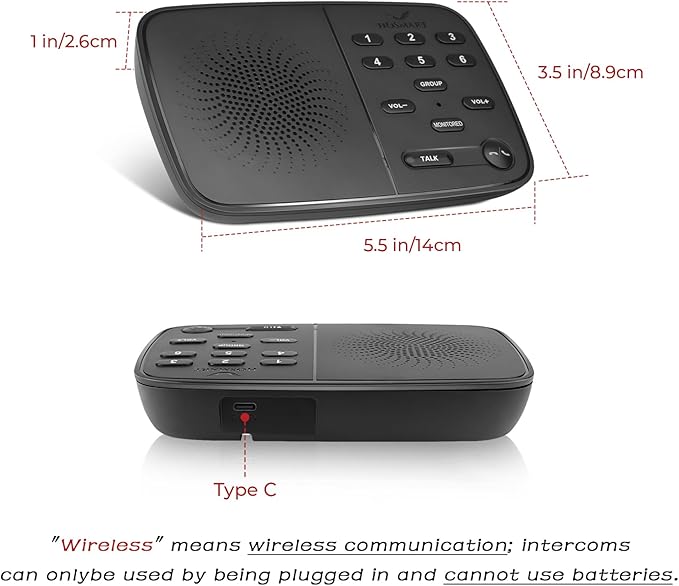 Hosmart Intercoms Wireless for Home UltraSpeak Pro, 2025 Full Duplex Wireless Intercom System for Business, Room to Room Intercom Two Way Real-time Intercom with 1200 Feet Range (3 Packs)