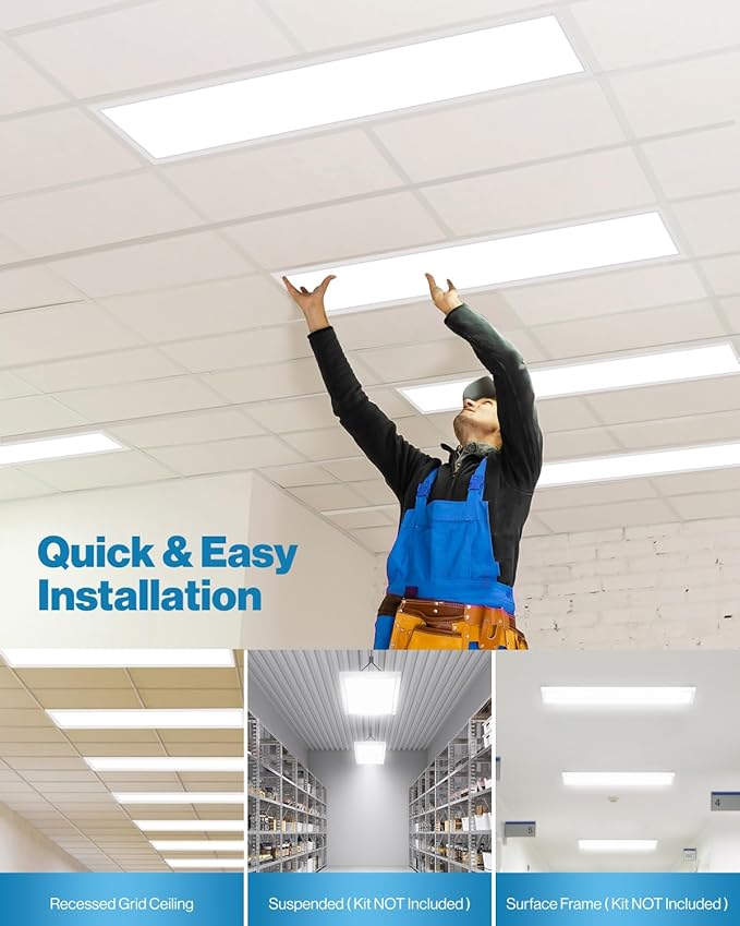Sunco 12 Pack 1x4 LED Flat Panel Light, Dual Selectable CCT 3500K/4000K/5000K & Selectable Wattage 30W/40W/46W, 5700LM, 0-10V Dimming, Matte White Drop Ceiling Fixture - ETL, DLC