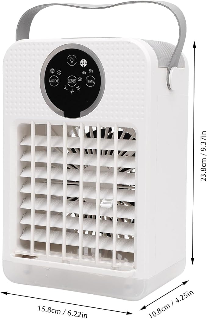 Marhynchus 4 in 1 Portable Air Conditioner, 700ML Evaporative Cooler with 3 Speeds 7 Colors Light 2-8h Timer for Room Office Car Camping