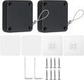 PATIKIL Punch-Free 1200g Automatic Sliding Screen Door Closer, Multifunctional Storm Sensor Door Closer with Steel Drawstring for Bedroom Storm Bathroom Study Room, Black 2Pcs