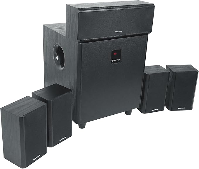 Rockville HTS820 1500W 5.1 Channel Home Theater System with 8" Subwoofer, Bluetooth, USB, Includes Remote and Speaker Mounts - Perfect for Movies, Music, Karaoke