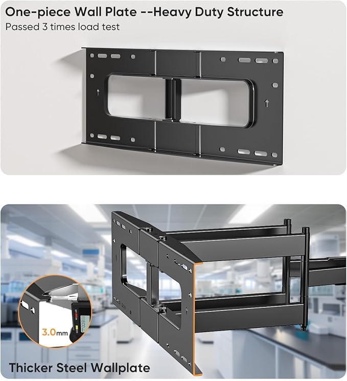 FORGING MOUNT Heavy Duty 98 100 inch TV Wall Mount with Power Strip for 50–100 Inch Large TVs up to 220 lbs,Full Motion TV Mount Bracket Smooth Swivel,Tilt,Extends,VESA 800x600mm,16”-24” Wood Studs