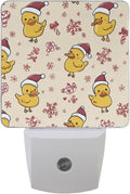 Pigsaly Led Night Light Cute Cartoon Yellow Ducks Santa Hats Snowflake Night Light Plug in Wall Lamp Smart Dusk to Dawn Sensor Nightlight Led Lamp Energy Saving Lights Gift for Kids Room Bedroom Ba