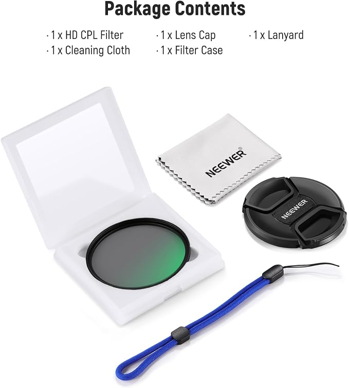 NEEWER 82mm CPL Filter with Lens Cap, Ultra Thin Circular Polarizing Filter - Image 8