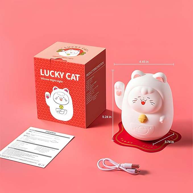 AuroraNiteBeam Cute Cat Night Light for Kids, LED Nursery Lamp Dimmable & Rechargeable, Warm Glow for Night Feeding, Nursery & Room Décor Lamp with Gift-Ready Design