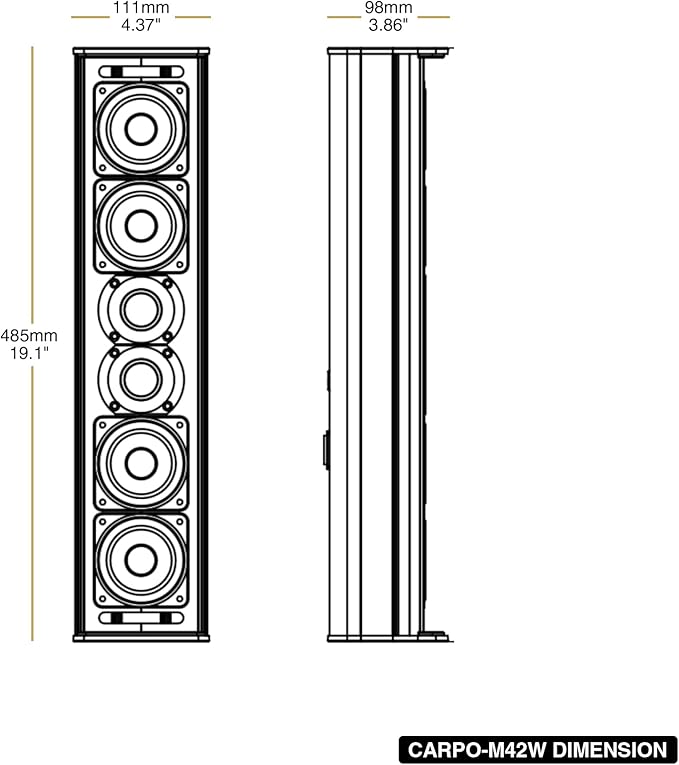 Sound Town Weatherproof Compact Aluminum Line Array Column Speaker with Wall Mount Bracket, 4 x 3 Woofers, 2 x 1.2 Dome Tweeters, White, for Church, Indoor & Outdoor Installation (CARPO-M42W)