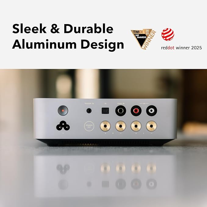 WiiM Vibelink Amp | 100W Power Amplifier with Premium ESS 9039Q2M DAC and TI TPA3255 | Compatible with WiiM Mini, Pro, Pro Plus, and Ultra | RCA, Coax, and Optical Inputs | Space Gray