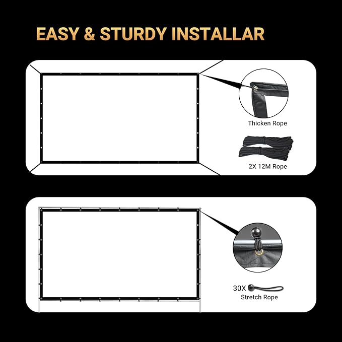 250 Inch Extra Large Projector Screen | Cinema-Grade Huge Movie Screen for Outdoor Use — Perfect for Backyard, Events, Church, School, Corporate by IOLIEO