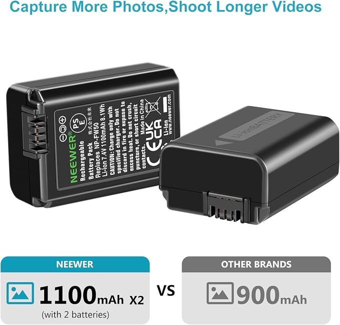 NEEWER NP-FW50 Camera Battery Charger Set Compatible - Image 4