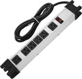Heavy Duty Surge Protector, 6 Outlet Industrial Power Strip with 15A, Shop Workshop Garden Metal Power Strip with 6FT Cord 1200 Joules ETL Listed.