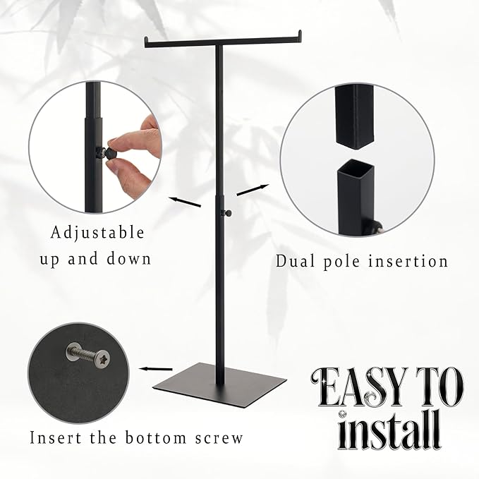 Purse Display Stand Jewelry Towers - 2 Pack Purse Stand Handbag Bag Display Black Tabletop Stainless Steel Hook Hanging Jewelry Stands for Necklaces Organizer Adjustable Height Home Store Boutique
