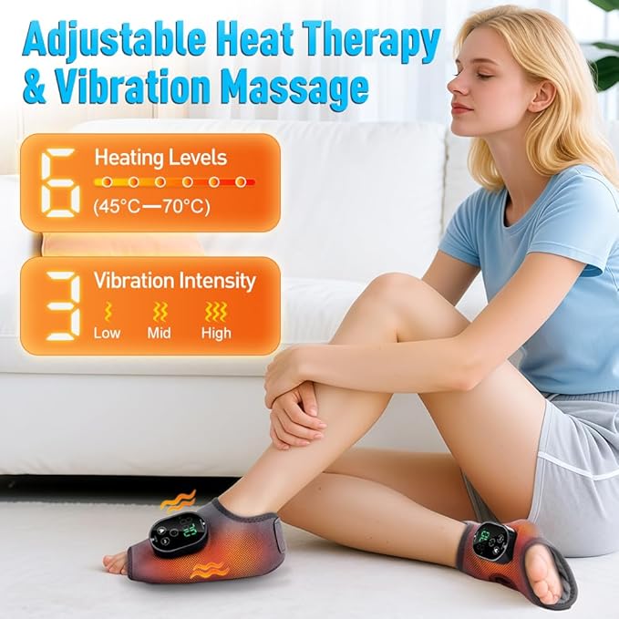 2-Pack Foot Renew Foot Massager, Ankle and Foot Massager for Pain Relief, Ankle Heating Pad with Massage, 6 Heat Levels & 3 Massage Modes with Timer (Grey)