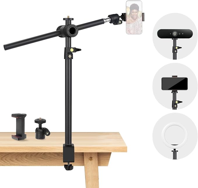 Overhead Camera Mount Desk Stand, Camera Arm Desk Mount Clamp Stand by JEBUTU