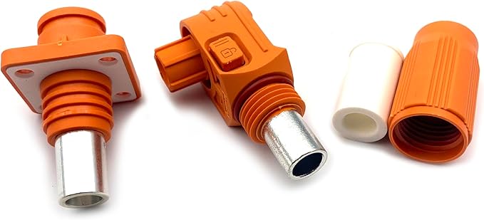 1 Set Battery Energy Storage Connector, 200A High Current Connectors Quick Plug Terminal Orange Right Angle Plug and Socket IP67 Waterproof Power Adapter Crimping 50mm² Wiring (1500V)