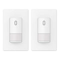 ELEGRP Single Pole Occupancy Motion Sensor Light Switch, PIR Infrared Motion Activated Switch, Need Grounding Wire, No Neutral Wire, for CFL/LED/Incandescent, with Plate, UL(2 Pack, Matte White)