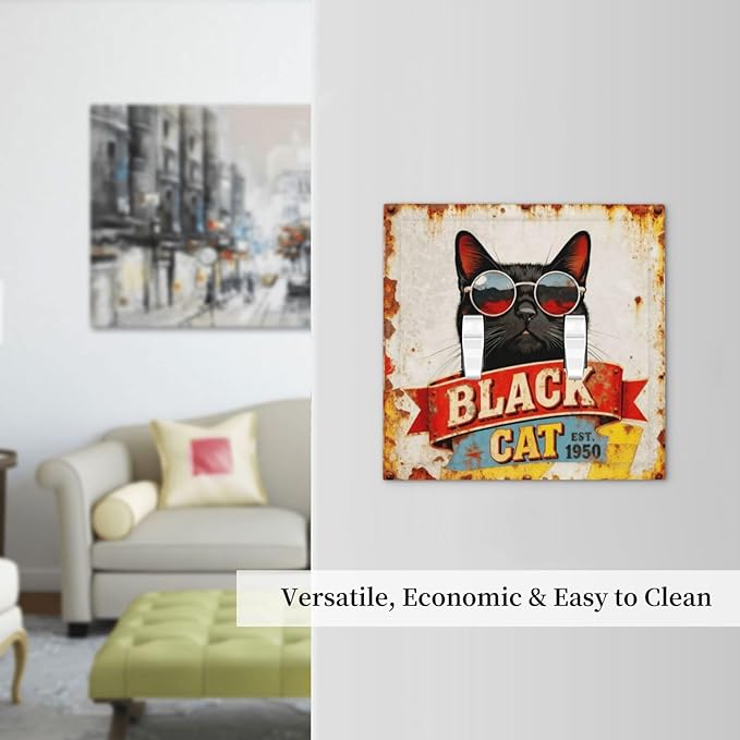 Bvtewkhz Black Cat Vintage 2 Gang Double Toggle Decorative Outlet Covers Light Switch Plate Electrical Receptacle Switchplate For Bathroom Kitchen Bedroom