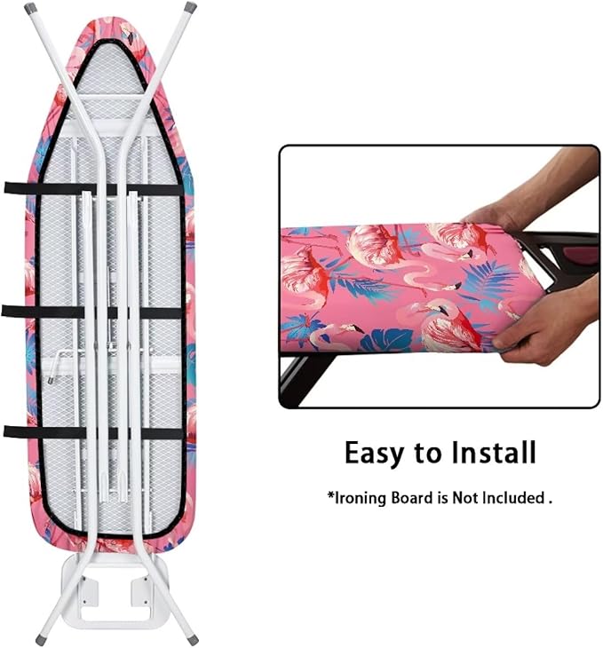 ZCFYGDX Flamingo Palm Leaf Print Ironing Board Covers (15 x 54 in) Hook & Loop Elastic Edge Easy to Install, Scorch Resistant,Lightweight & Breathable Anti-Slip & Wear-Resistant Home Size-XL