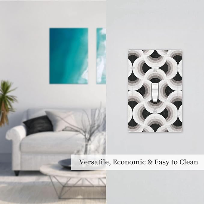 Bvtewkhz Black/White Art Marble 1 Gang Single Toggle Decorative Light Switch Covers Electrical Faceplate Switch Plates for Bathroom Kitchen Home