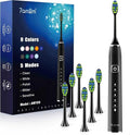 7AM2M Ultrasonic Electric Toothbrush with 6 Brush Heads for Adults&Kids, Type C Rechargeable, One Charge for 120 Days, 5 Modes&40000VPM Powered Toothbrush, 2 Minutes Built in Smart Timer (Black)