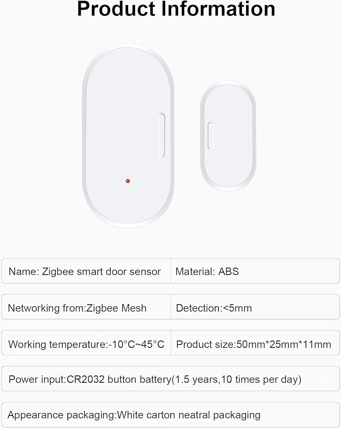Haozee Door and Window Sensor, Requires Zigbee Hub, Zigbee Connection, Wireless - Image 8