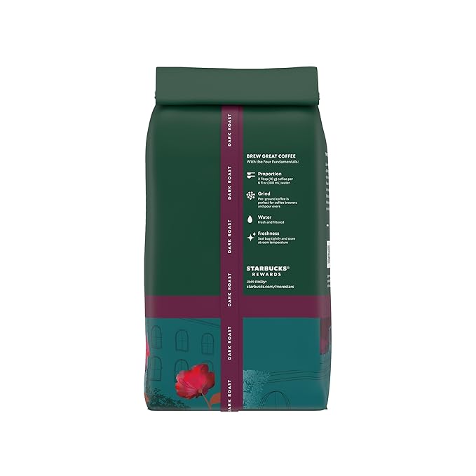 Starbucks Ground Coffee, Dark Roast Hot or Iced Coffee, Caffè Verona, 18 oz