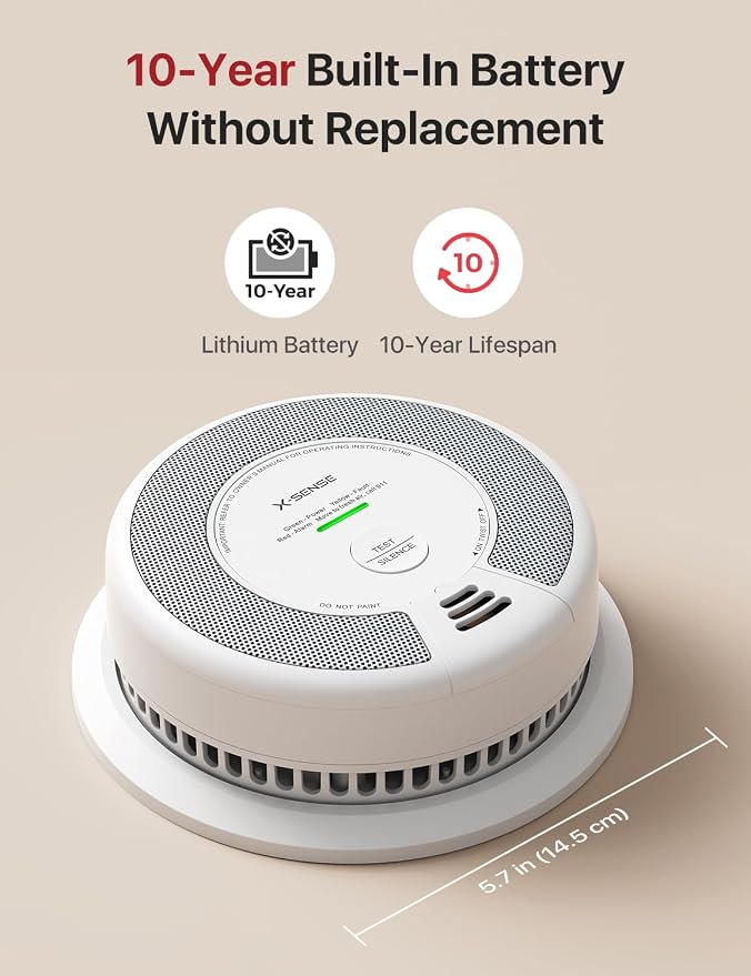 X-Sense 2-in-1 Smoke and Carbon Monoxide Detector Alarm, 10-Year - Image 4