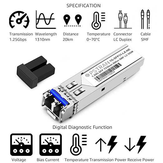 OPSTRAN 1000BASE-LX/LH SFP Optical Transceiver Module Compatible with Netgear AGM732F 1310nm 20km DDM Duplex LC SMF
