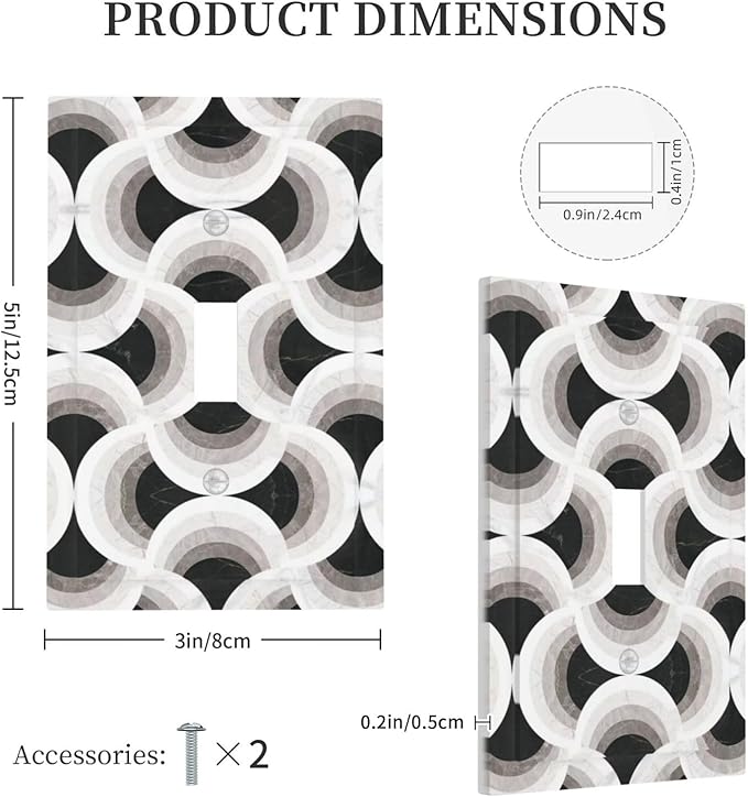 Bvtewkhz Black/White Art Marble 1 Gang Single Toggle Decorative Light Switch Covers Electrical Faceplate Switch Plates for Bathroom Kitchen Home