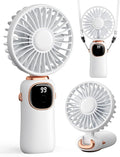 coldSky Portable Handheld Fan, 4000mAh Battery Operated 3 in 1 Multifunction Personal Travel Fans with Digital Display, 90° Foldable Desk Fans with Base, 5 Speed Lash Fan for Makeup/Office (White)