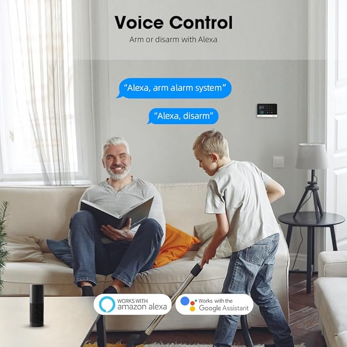 PGST Wireless Home Security System, 17-Piece Kit, Outdoor Camera, Phone APP Alert, Door Sensor, Siren, Remote, Motion Detector, Compatible with Alexa (103-D-T53)