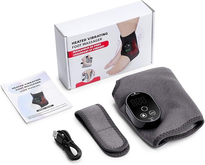 Foot and Ankle Massager for Pain Relief, Ankle Heating Pad Foot Renew Triple Method Massager Rechargeable Cordless Design with 6 Heating 3 Massage Modes & Timer