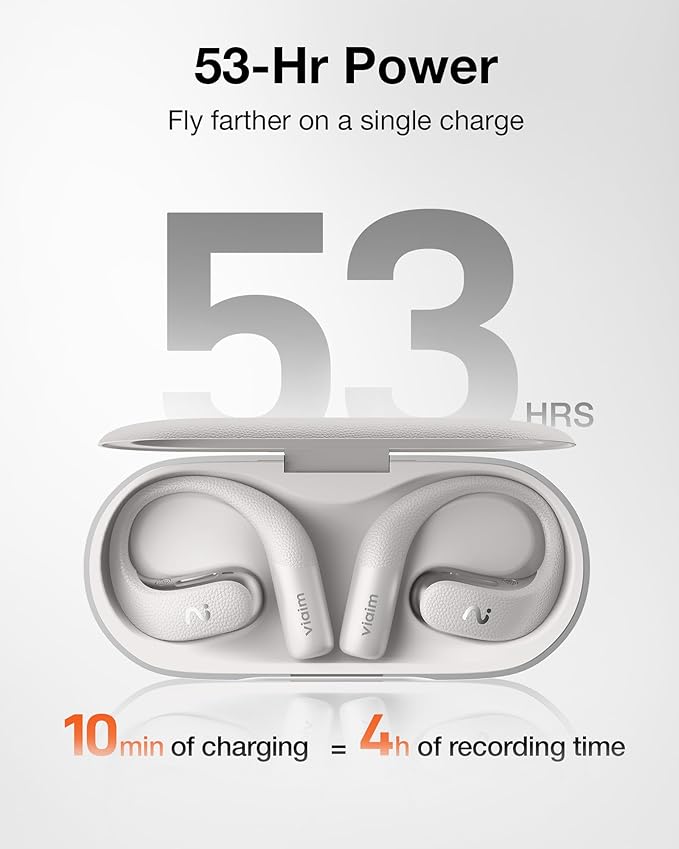 OpenNote AI Voice Recorder – Open Ear Headphones with FlashRecord, Call Recording, Real-Time Transcription, Translation, AI Assistant, for Students, Professionals & Interview Recording, Gray