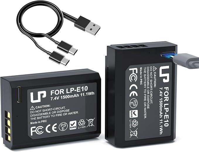 LP LP-E10 Battery 2-Pack 1500mAh USB-C Fast Charging by LP