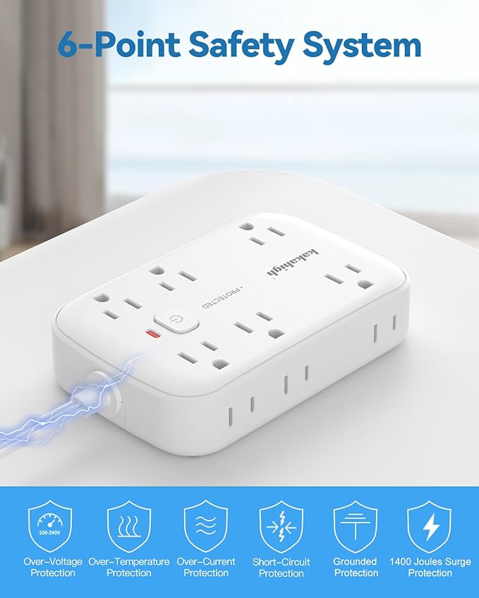 25FT Extension Cord with Outlet Cover & Multi USB, Ultra Thin Outlet Concealer with Cord & 12AC Outlet 6 USB (24W/4.8A), Charging Station for Multiple Devices, for Behind Wall Furniture Couch TV