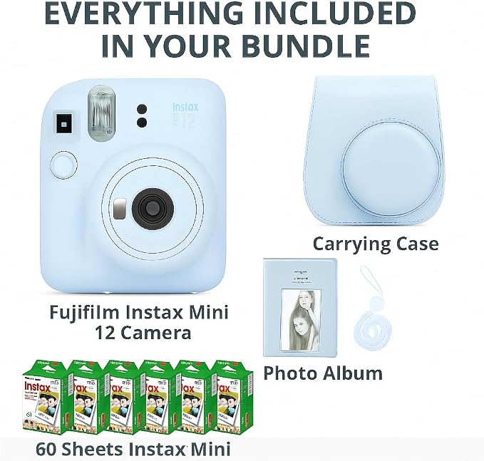 Fujifilm Instax Mini 12 Instant Camera Pastel Blue and Fuji Film Value Pack - Image 3