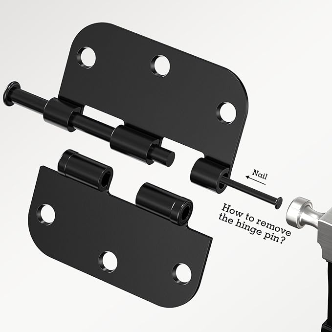 36 Pack Ball Bearing Matte Black Door Hinges 3.5 Inch 5/8" Radius Round Anti Squeak Interior 3-1/2"Flat Bifold Standard Bedroom Indoor for Doors 3 ½" House Home Hardware Decor Accessories Must Have