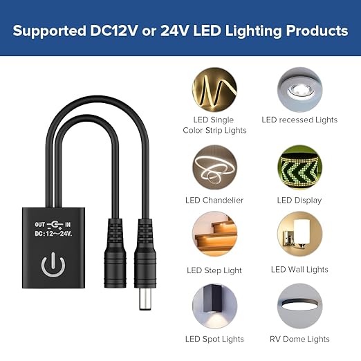 BTF-LIGHTING DC12v-24v MAX 3A Touchless Hand Wave Mini IR Sensor Switch Controller Work with Low Voltage FCOB COB Monochrome Lamp Suit for Cabinets, Doors (No Power or LED Strip)