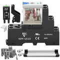 12Amp Power Relay Switch with Test Button SPDT 1NO 1NC with LED Indicator Light and Socket Base UL Certification (5 Pin- 12A, DC 24V)