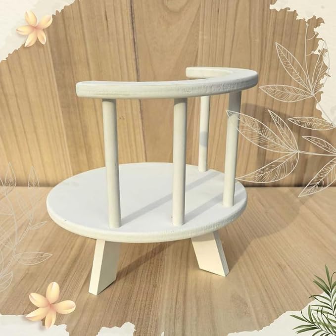 Photography Props Wooden Stool Set Photo Studio Accessories White Semi-Circular - Image 2